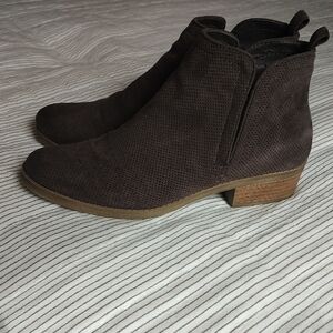 Dolce Vita Dark Brown Suede Perforated Ankle Booties